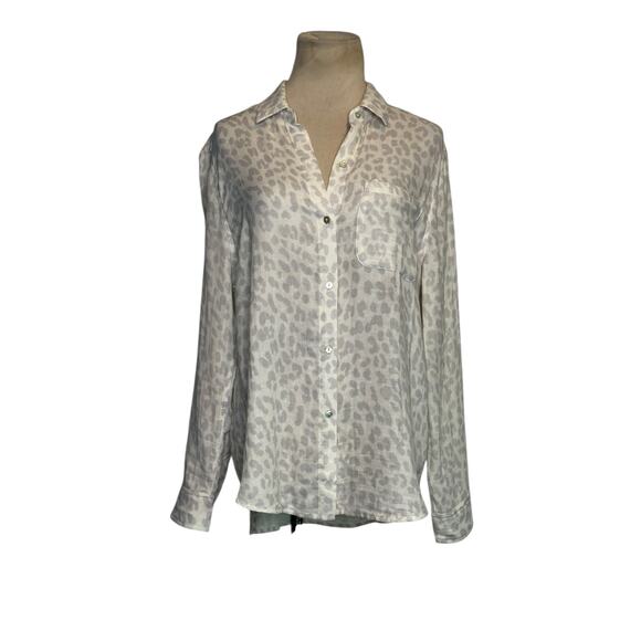 Rails Ellis Grey Jaguar Print Cotton Button Front Top Shirt Tunic size Small - Picture 13 of 16